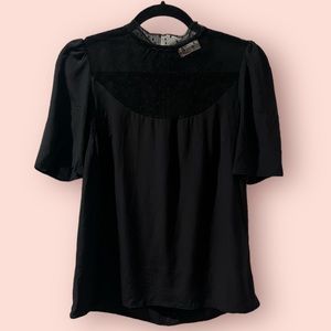 RED Valentino Black Silk Romantic Top Blouse